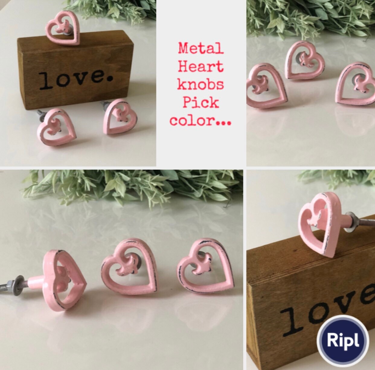 Heart metal Knobs/Metal Knobs/Heart Knobs/Shabby chic knobs/Metal Cabinet Knob/Drawer Pulls Drawer Knobs Cabinet Knobs