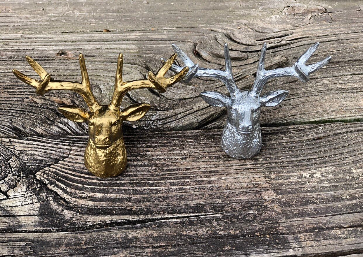 Deer metal Knobs/Deer Metal Knobs/pick COLOR/Antler Drawer Pull/Deer Metal Cabinet Knob/Drawer Pulls Drawer Knobs Cabinet Knobs