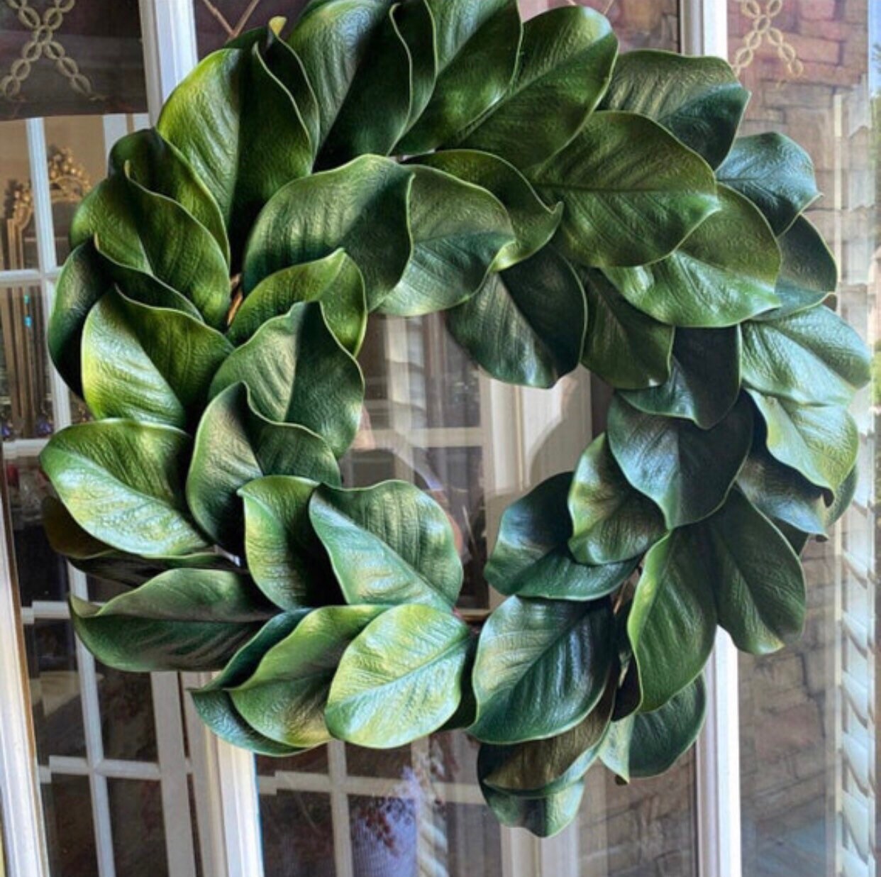 Sale/MAGNOLIA Wreath, Large 23-25" Magnolia leaf door wreath, Housewarming wreath, Farmhouse wreath,wedding gift, Wreath with burlap bow