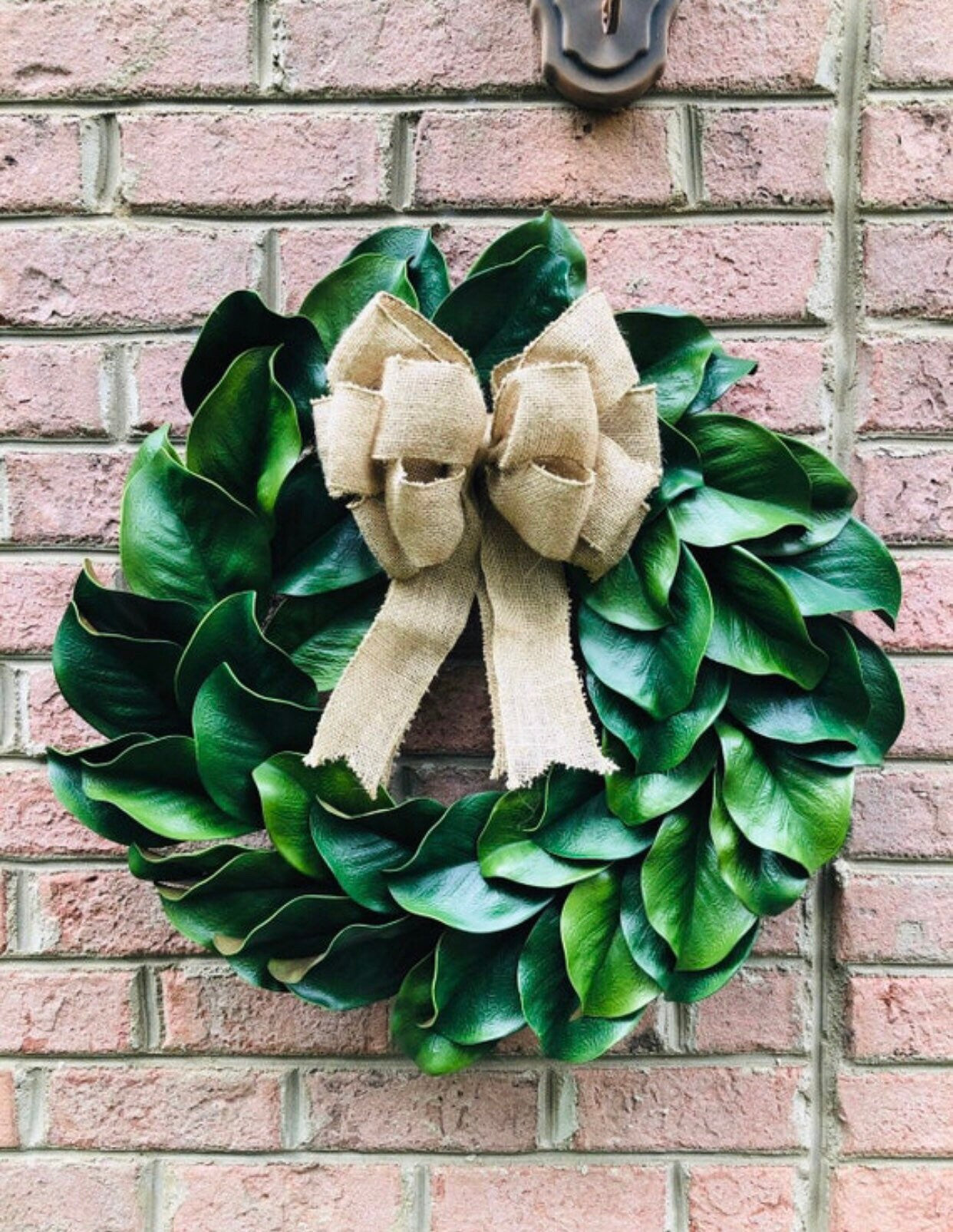 Sale/MAGNOLIA Wreath, Large 23-25" Magnolia leaf door wreath, Housewarming wreath, Farmhouse wreath,wedding gift, Wreath with burlap bow