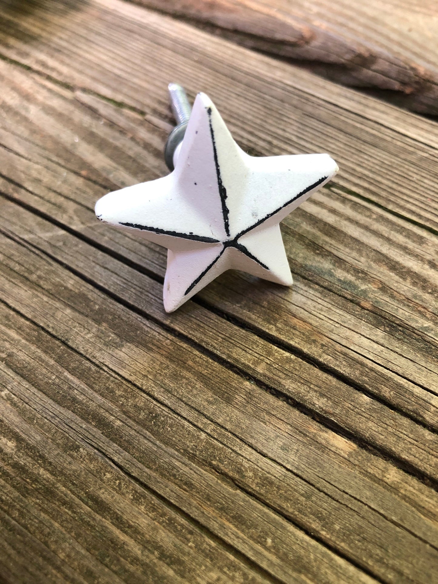 Star Knob/ Drawer or Desk Knobs / Dresser Drawer Pulls / Distressed White Knobs / pick color/ Shabby Chic Style / Cabinet Handles