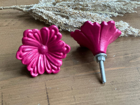 Sale/hot pink Flower Metal Cabinet Knob/Metal Flower knob/FLOWER knob/PICK COLOR flower knob/Metal Bronze Knob Dresser Cabinet Drawer Pull/