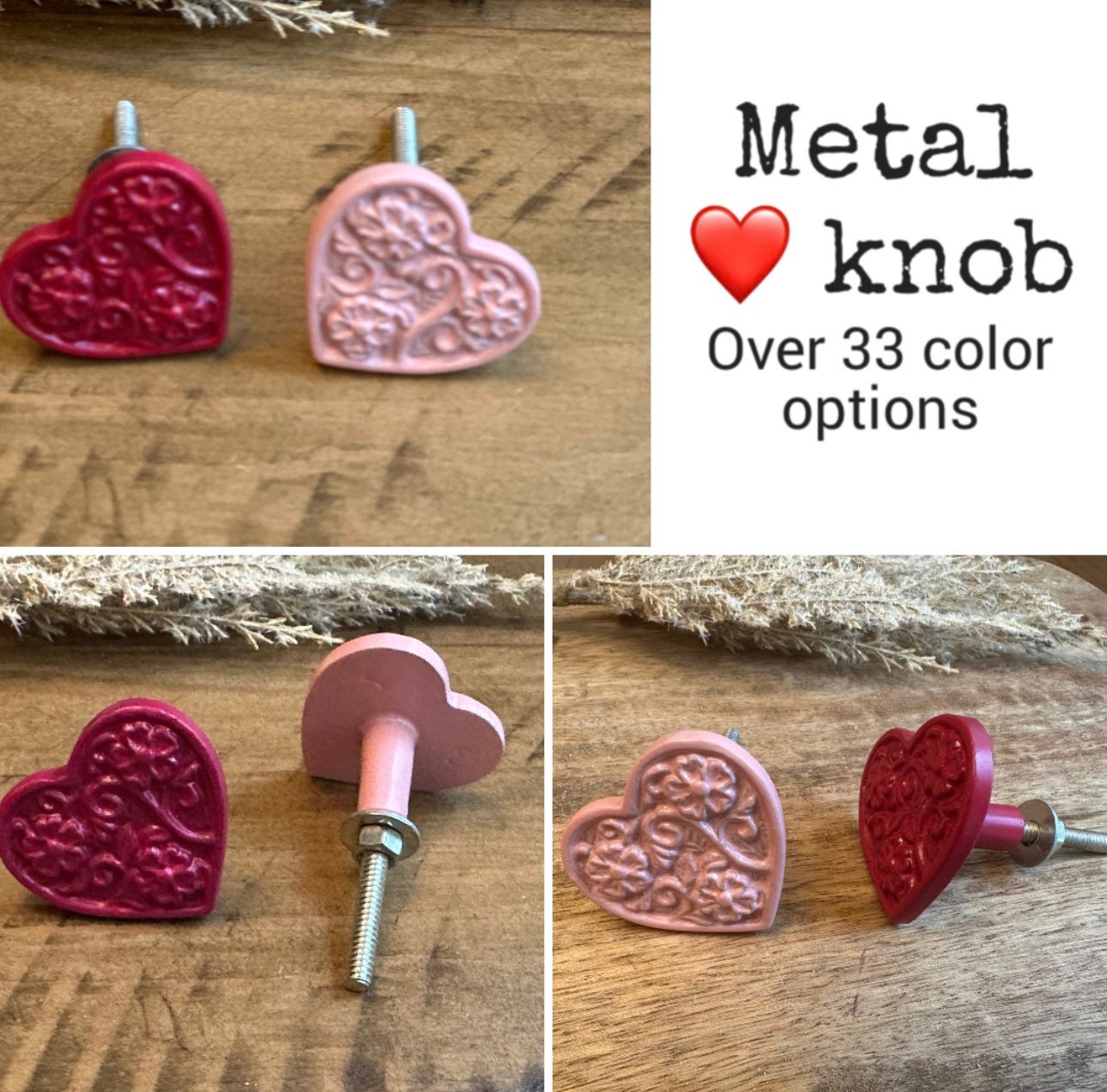 Sale/Heart Metal Cabinet Knob/Metal hand knob/Heart knob/PICK COLOR heart knob/Metal Bronze Knob Dresser Cabinet Drawer Pull/