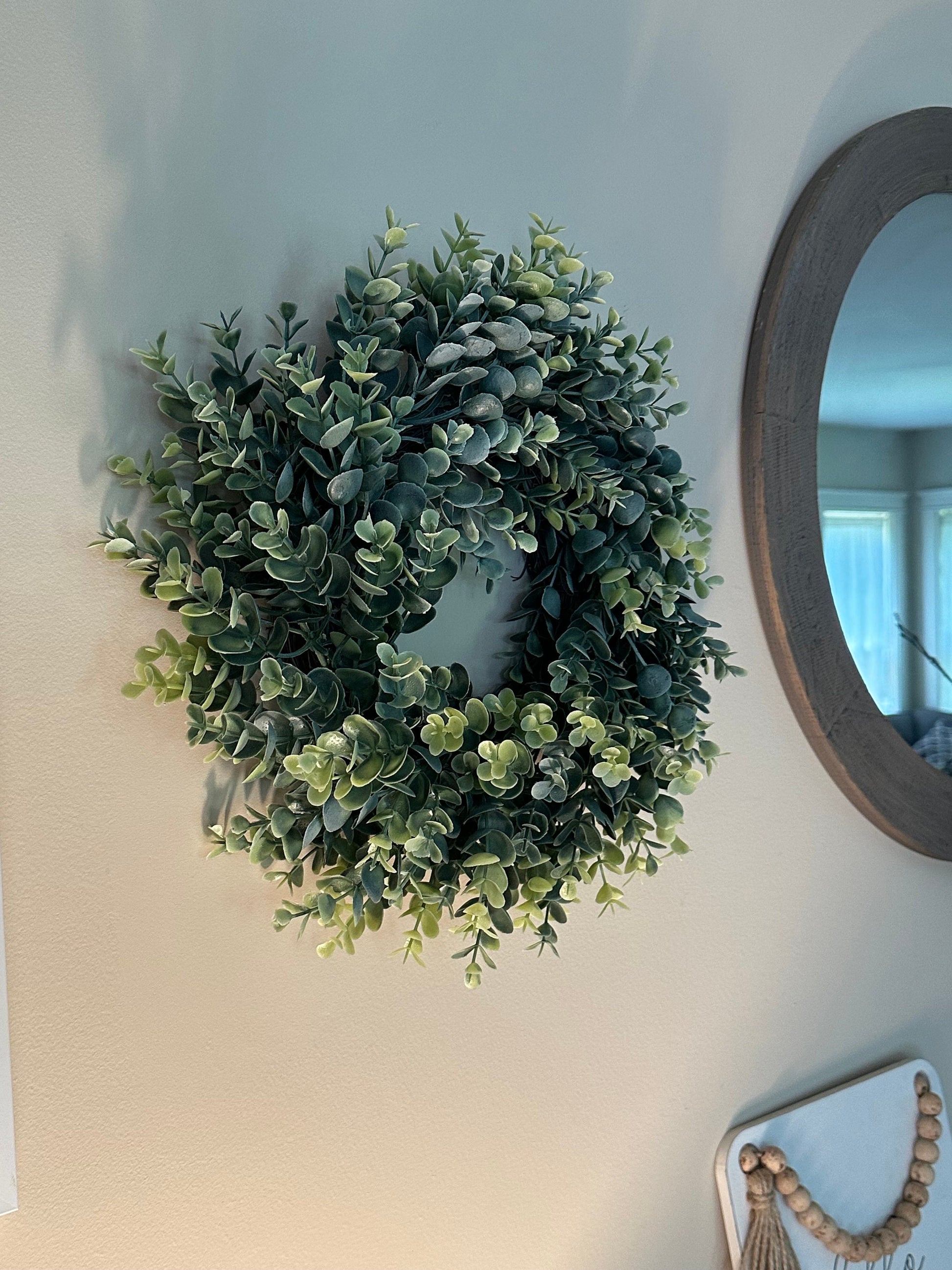 Eucalyptus Wreath, Wreath, Farmhouse Wreath, Green Wreath, Wreaths, Faux Eucalyptus Wreath, Door Wreath, wedding table