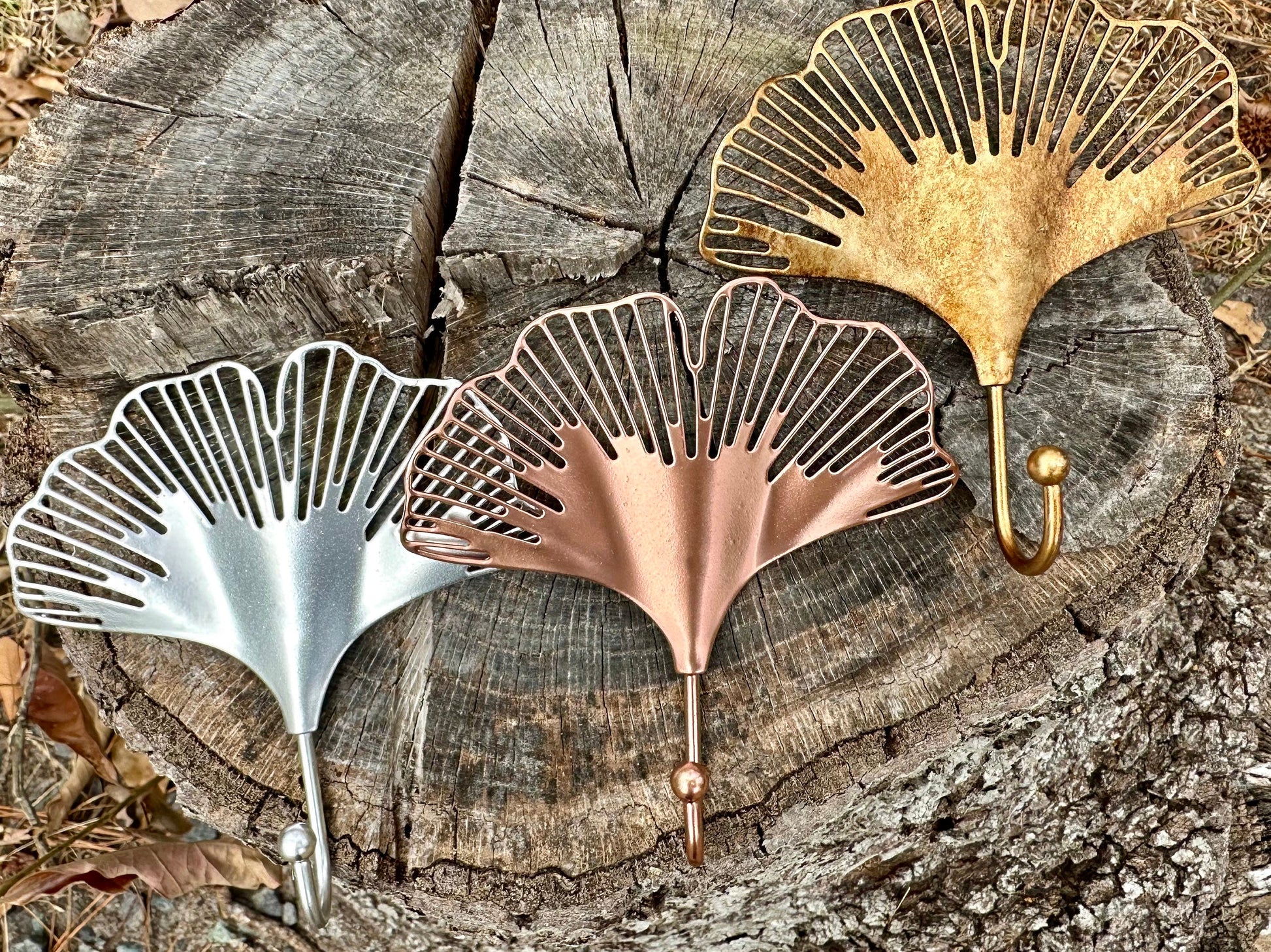 Gold copper chrome Ginkgo Leaf Metal Wall Hook, gold hook, towel hook, wall hook, Coat hook, flower hook, wall decor, nature decor