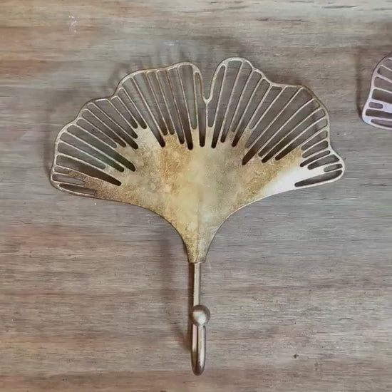 Nature decor, Gold Ginkgo Leaf Metal Wall Hook, gold hook, towel hook, wall hook, Coat hook, flower hook, wall decor,