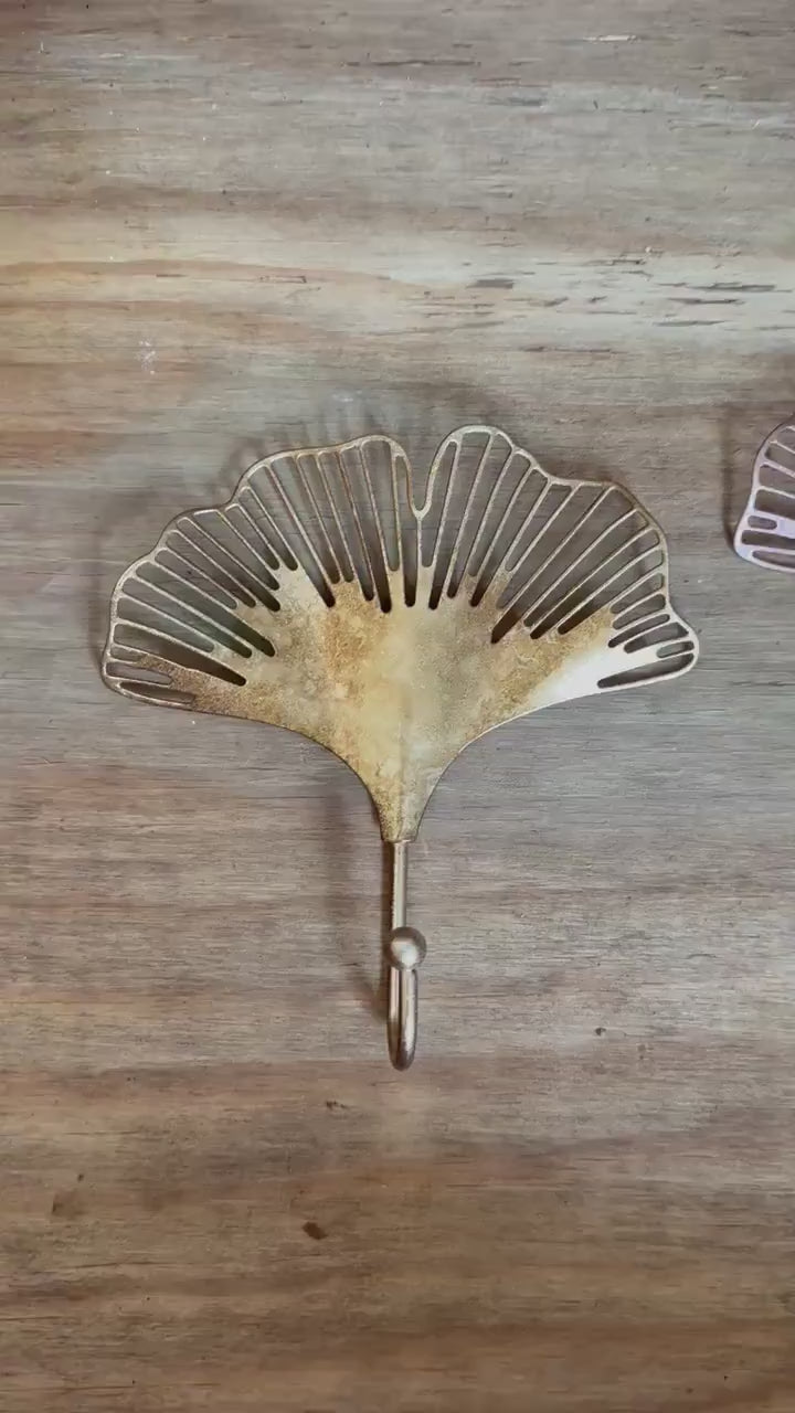 Nature decor, Gold Ginkgo Leaf Metal Wall Hook, gold hook, towel hook, wall hook, Coat hook, flower hook, wall decor,