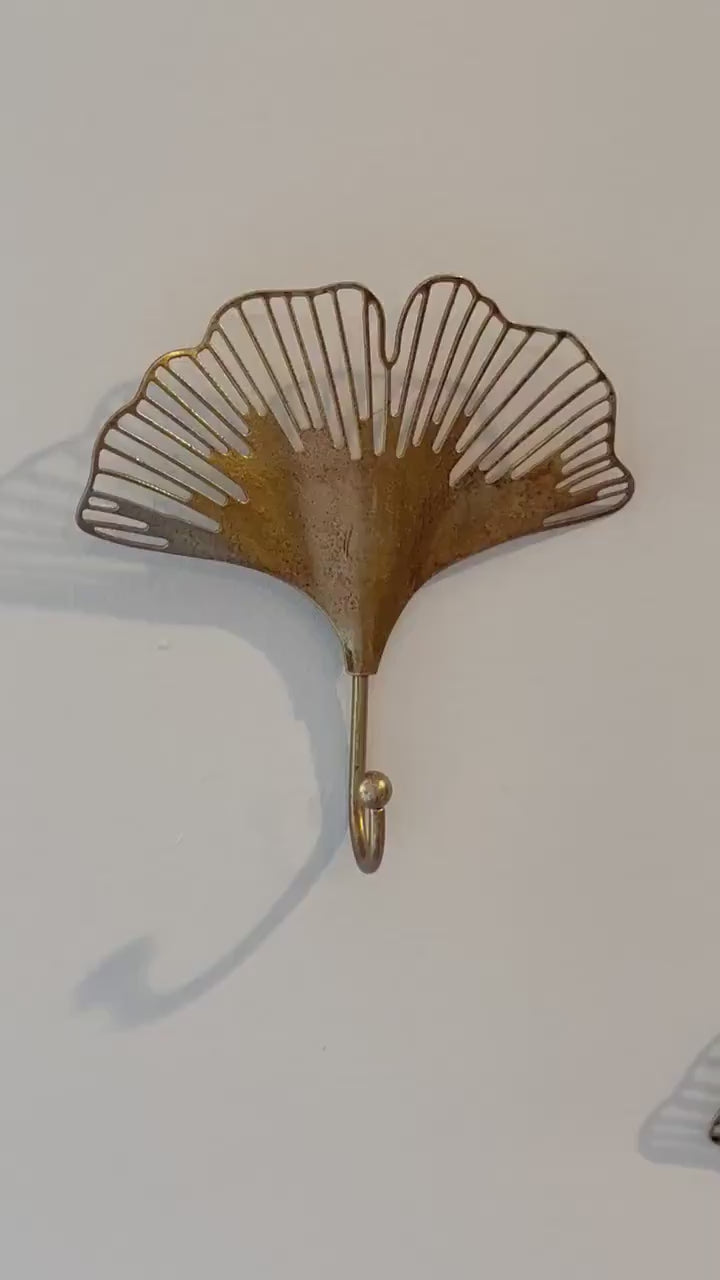 Gold copper chrome Ginkgo Leaf Metal Wall Hook, gold hook, towel hook, wall hook, Coat hook, flower hook, wall decor, nature decor