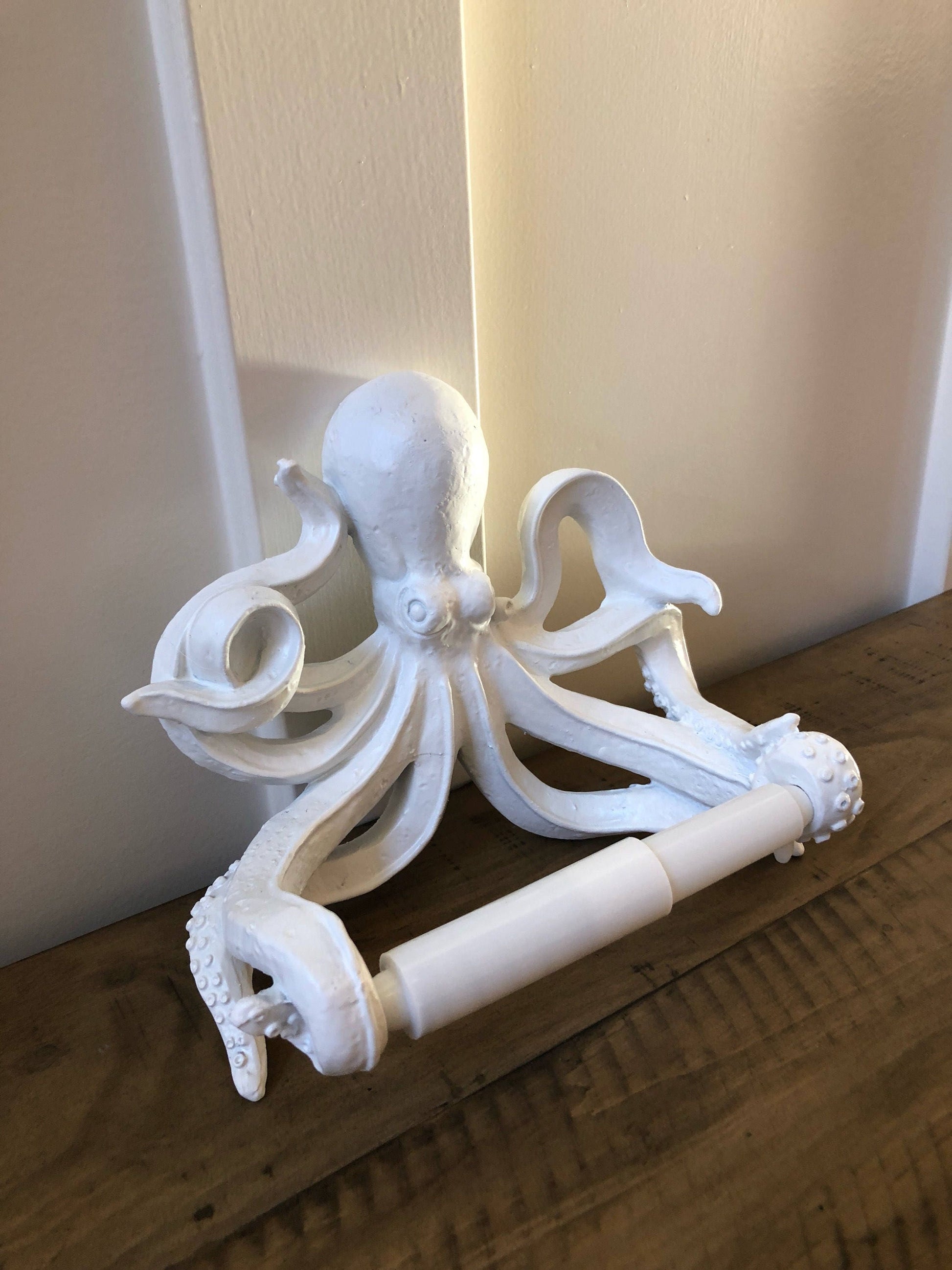 SALE/Coral Octopus Toilet Paper Holder/pOctopus Decor/You pick COLOR/Beach/Nautical decor/Resin Octopus Towel Hook/Kids Bathroom/beach house