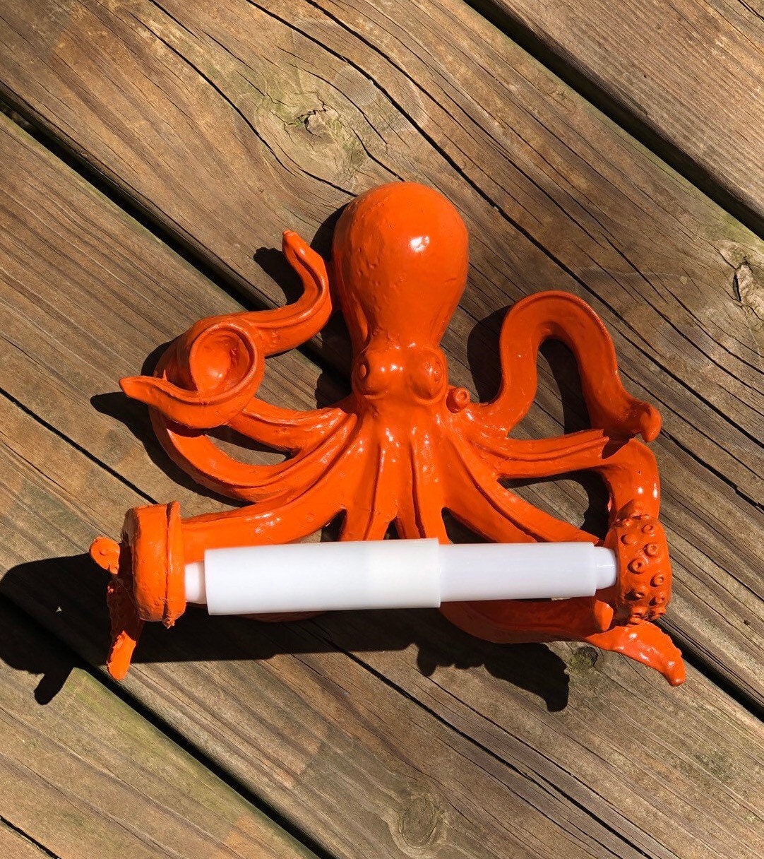 CLEARANCE/Octopus Toilet Paper Holder/Octopus Decor/Beach/Nautical decor/Resin Octopus Towel Hook/Kids Bathroom/Beach Decor/Nursery