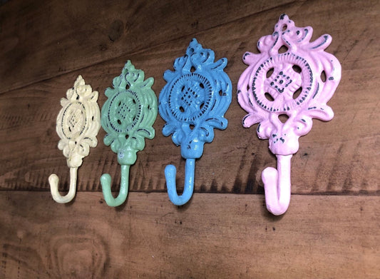 Cast iron Decorative wall hook/Pick color/ Shabby chic metal hooks/ Vintage hook/ cabin/ french country/ beach/ metal wall hook/ mudroom