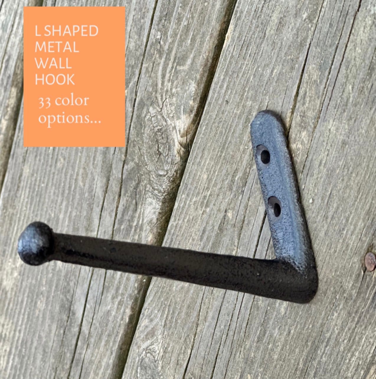 L shaped hook/Metal wall hook/Pick color/ Rustic metal hooks/ Vintage hook/ cabin/ Industrial Hook/metal wall hook/mud room