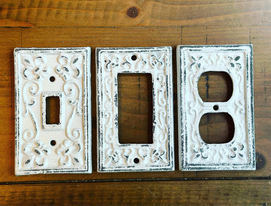 BIG SALE/Light switch plate/Light Switch Cover/Plug cover/Nursery/Bedroom/Cast iron plug/ Outlet Cover/ Shabby Chic/ Metal Plate Cover/
